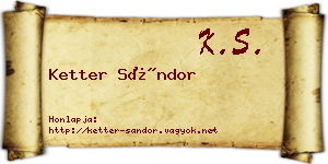 Ketter Sándor névjegykártya